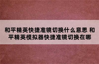 和平精英快捷准镜切换什么意思 和平精英模拟器快捷准镜切换在哪